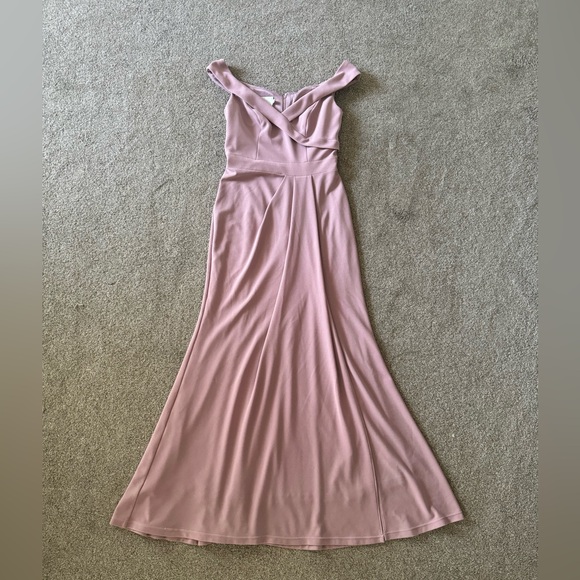 David’s Bridal formal dress 4 Stretchy Pink straps shoulder off wedding prom - Picture 1 of 9